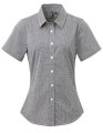 Horeca Dames Blouse Gingham Premier PR321 Zwart-wit